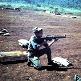 "Tom Watkins on the Firing Range with M16 Quan Loi - August 1967 - ABtry 6/27th Arty"